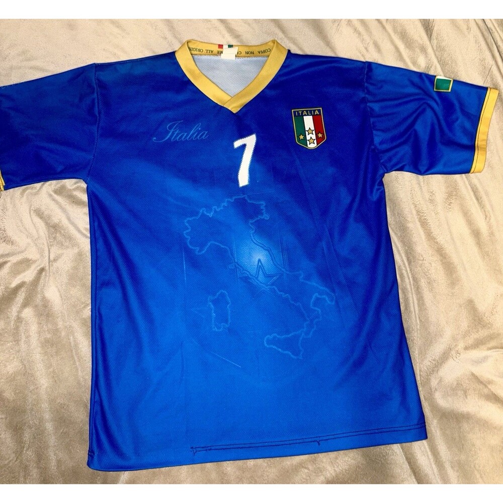 Vintage Italia ALESSANDRO DEL PIERO No. 7 Soccer Jersey Blue XL Made In Italy